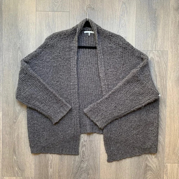 Oak and Fort chunky knit cardigan sweater wool blend Oversized Gray Small - Picture 7 of 12